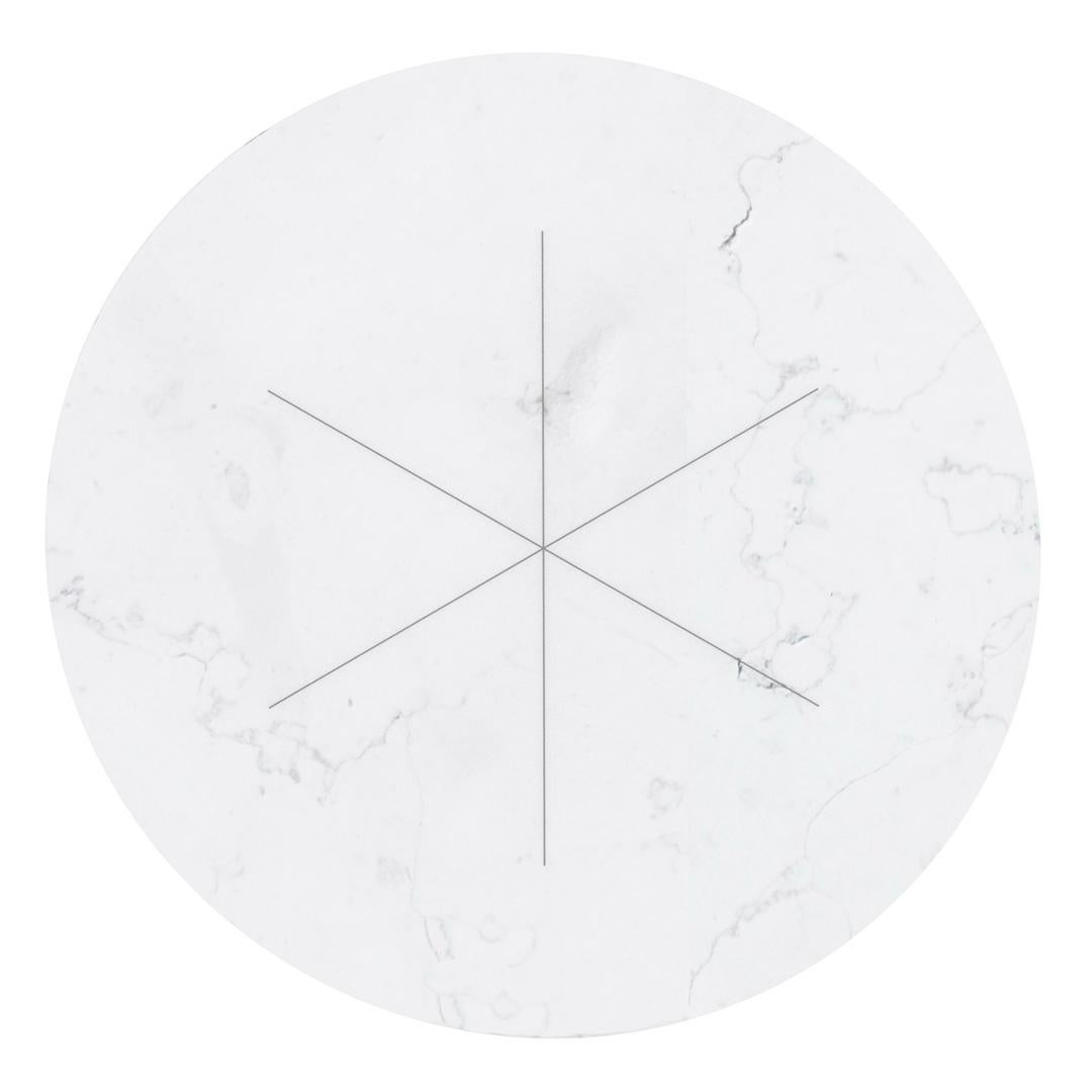 White Outdoor Round Dining Table with Marble Top In New Condition For Sale In Santo Tirso, PT