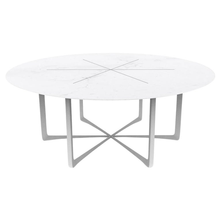 White Outdoor Round Dining Table Marble For Sale at 1stDibs