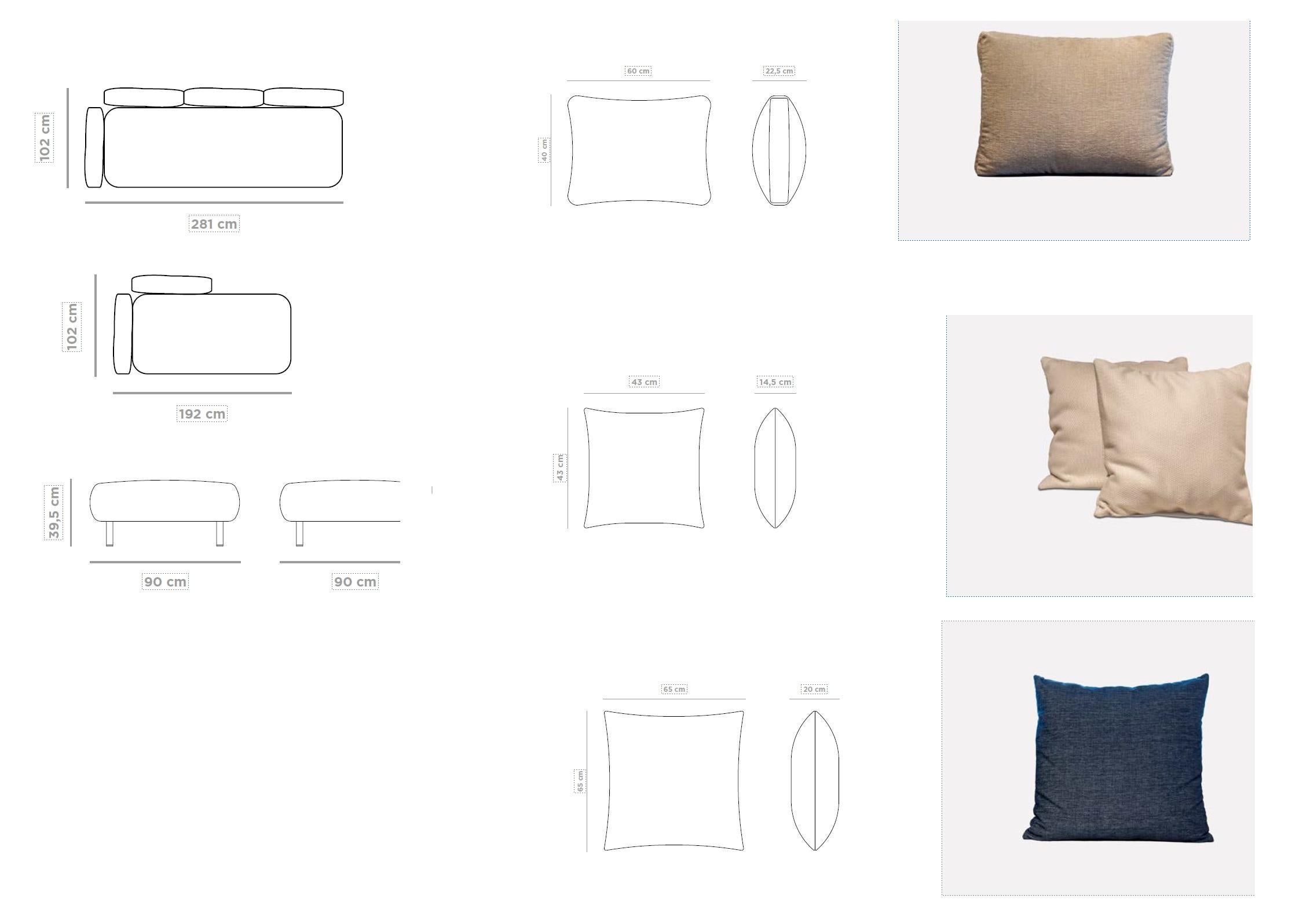 Zeitgenössisches Sofa für den Außenbereich in Marineblau (Edelstahl) im Angebot