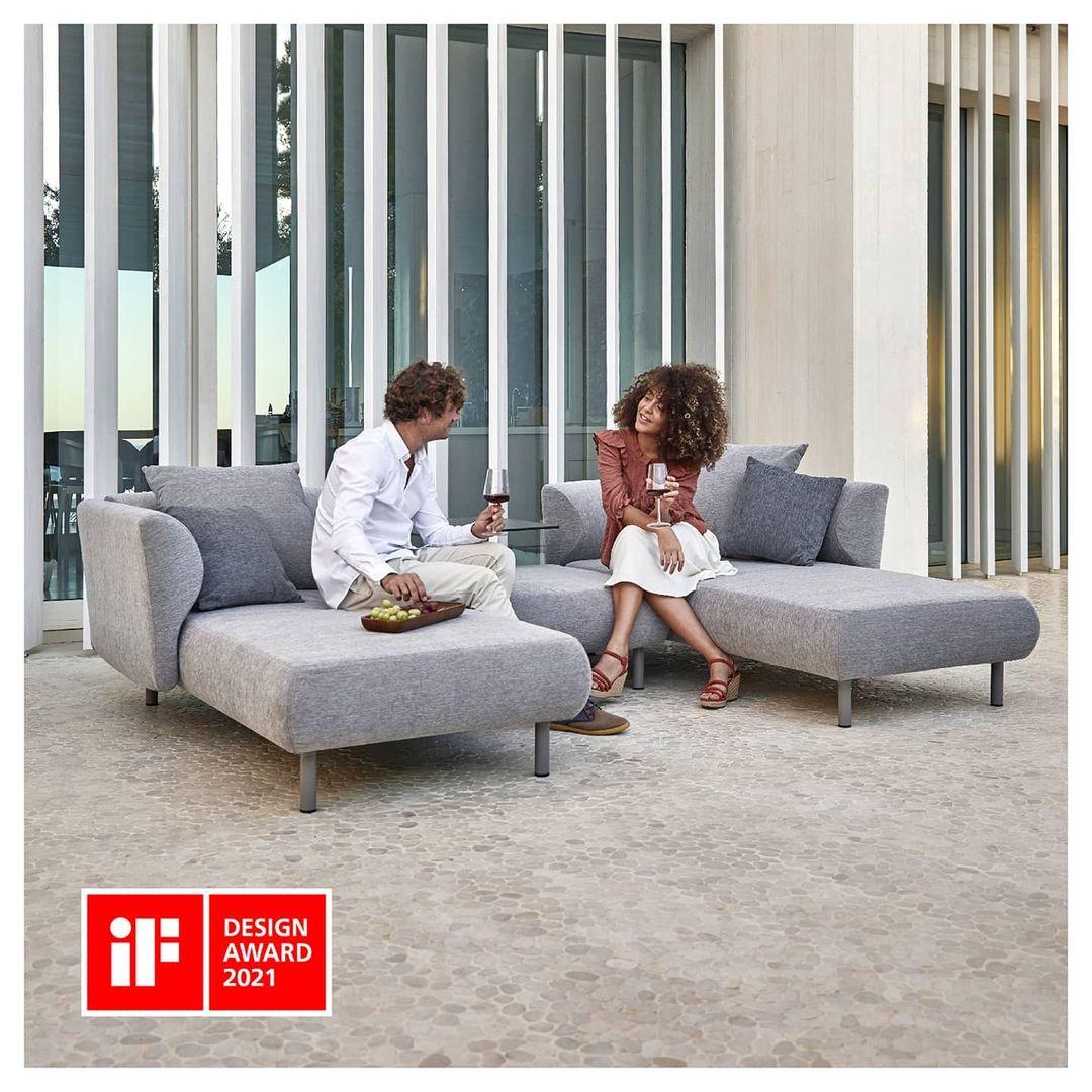 Modern Contemporary Outdoor Sofa in Silver Grey For Sale
