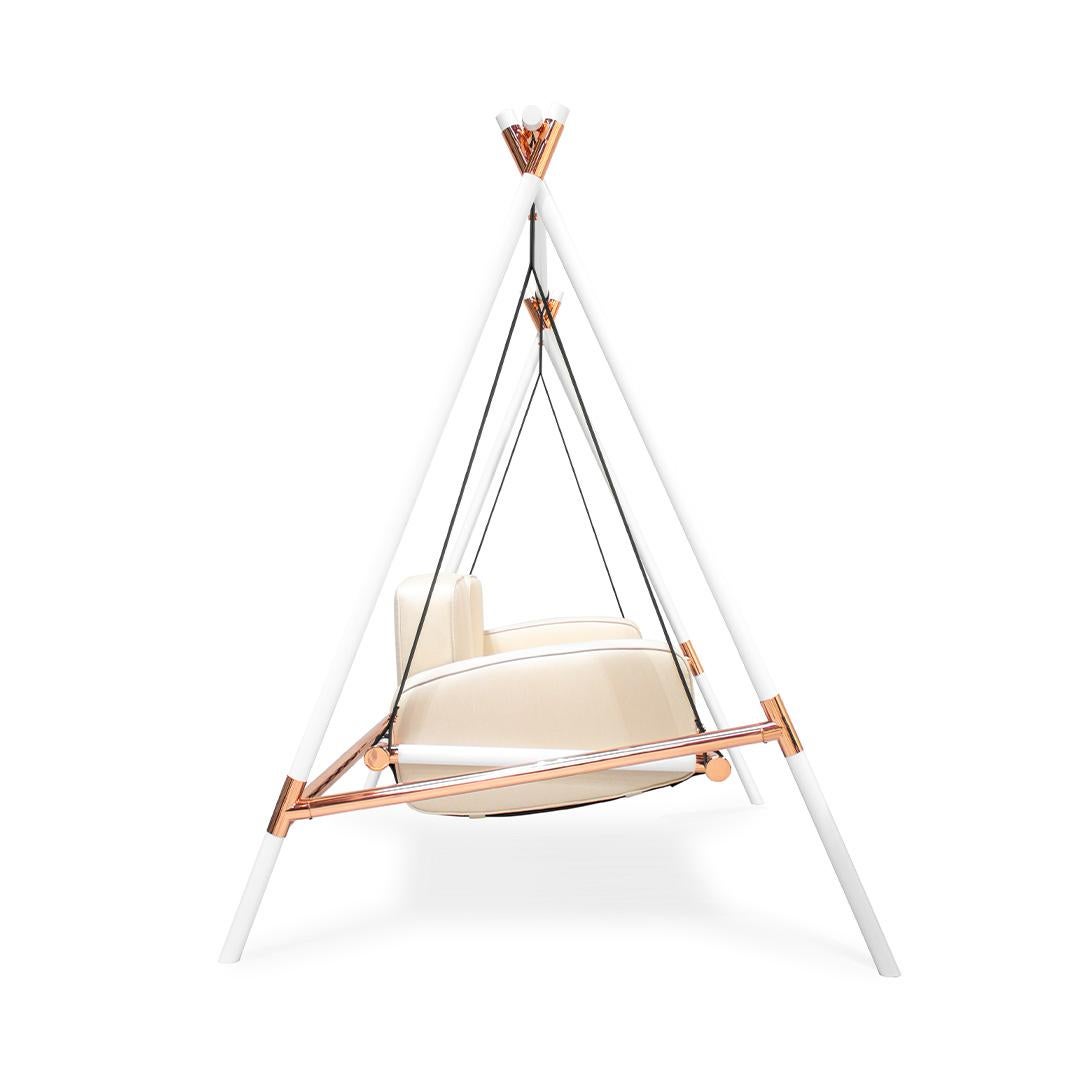 Portuguese Modern Outdoor Swing with Waterproof Fabrics and Outdoor Resistant Structure For Sale