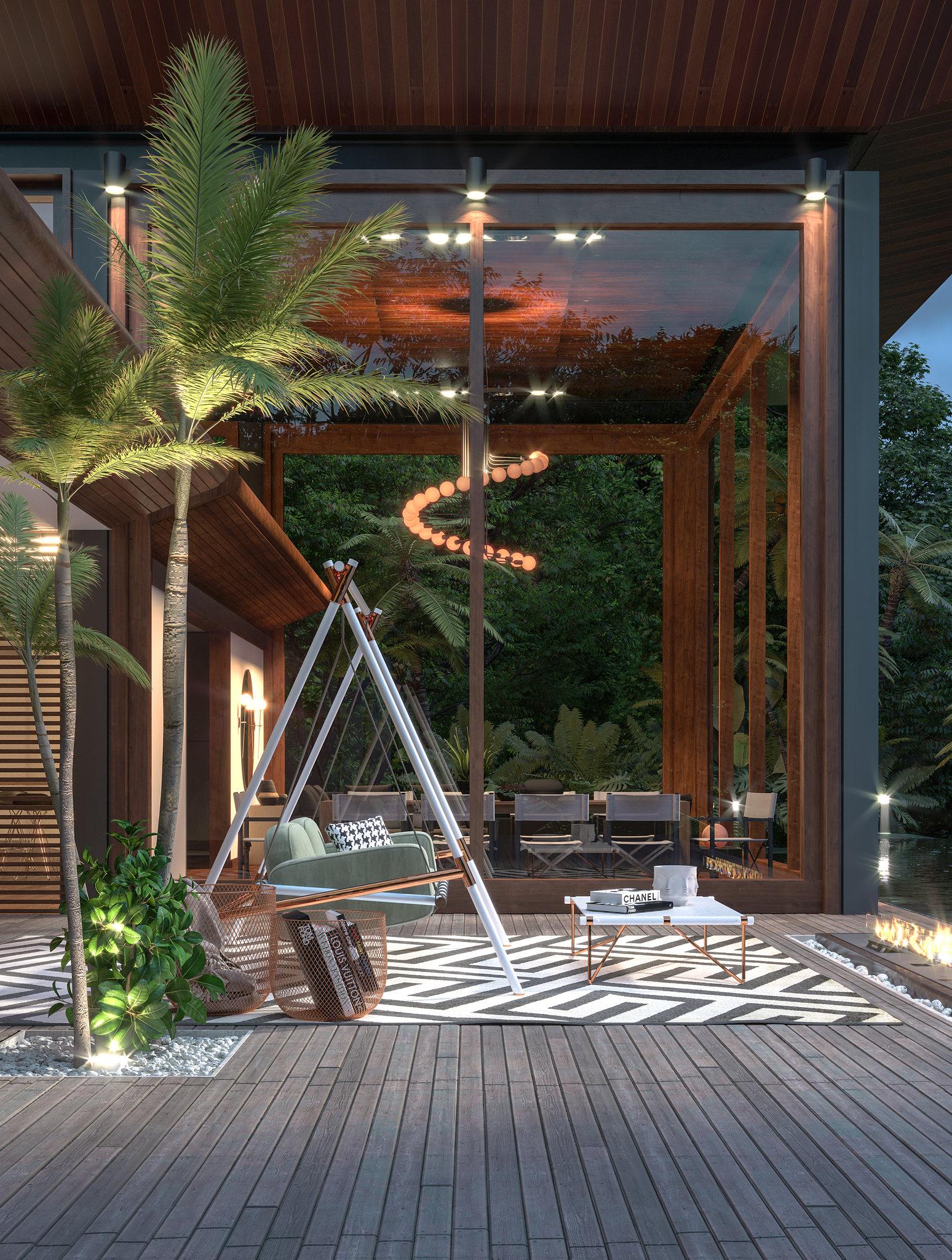 Canapé d'extérieur pivotant moderne avec tapisserie beige, structure blanche et détache en cuivre en vente 3