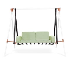 Stainless Steel Frame Outdoor Swing with Weatherproof Clear Green Acrylic