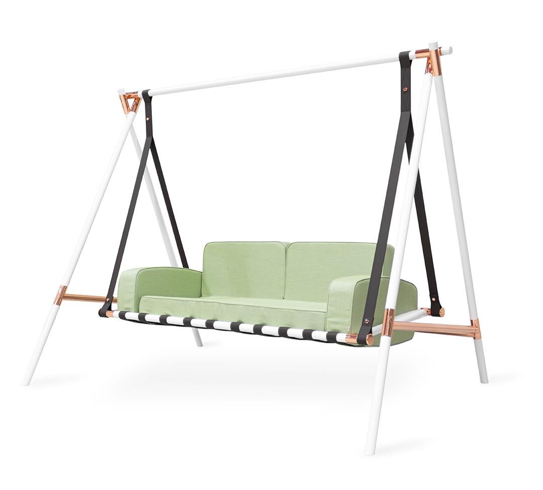 Contemporary Modern Outdoor Swing Stainless Steel Weatherproof Acrylic Clear Green  For Sale