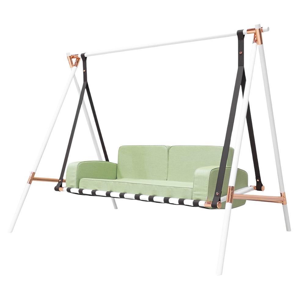 Modern Outdoor Swing Stainless Steel Weatherproof Acrylic Clear Green 