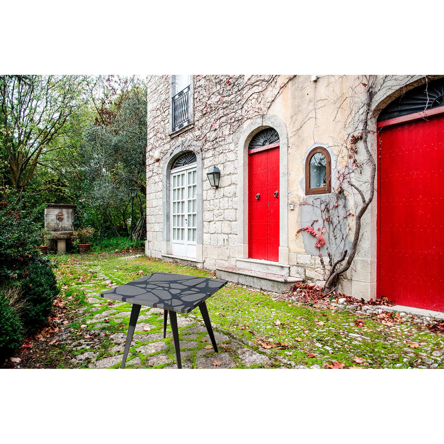 Contemporary Outdoor Table in Lava Stone and Steel, Venturae v3, Filodifumo For Sale 4