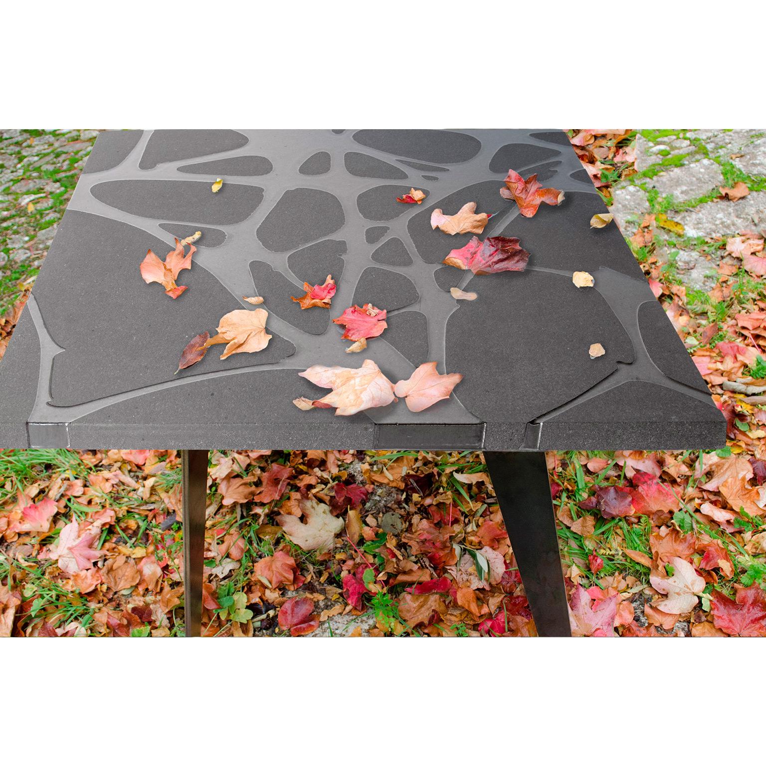 Contemporary Outdoor Table in Lava Stone and Steel, Venturae v3, Filodifumo For Sale 2