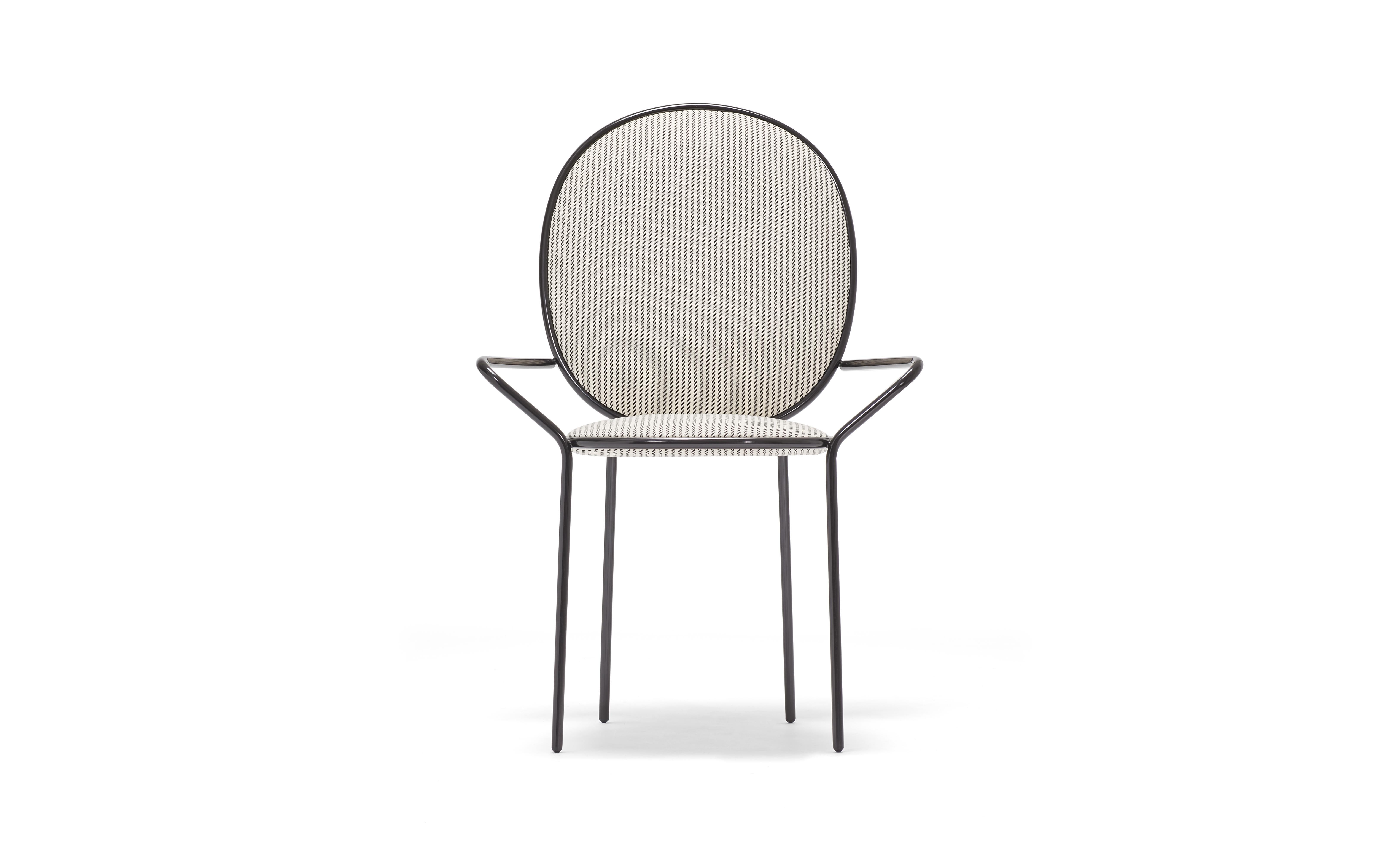 Contemporary summertime upholstered outdoor dining armchair - Stay by Nika Zupanc

The Stay Family turns everyday seating into a special occasion. The Dining Chair and Dining Armchair are variations on an elegant social theme whilst the Dining