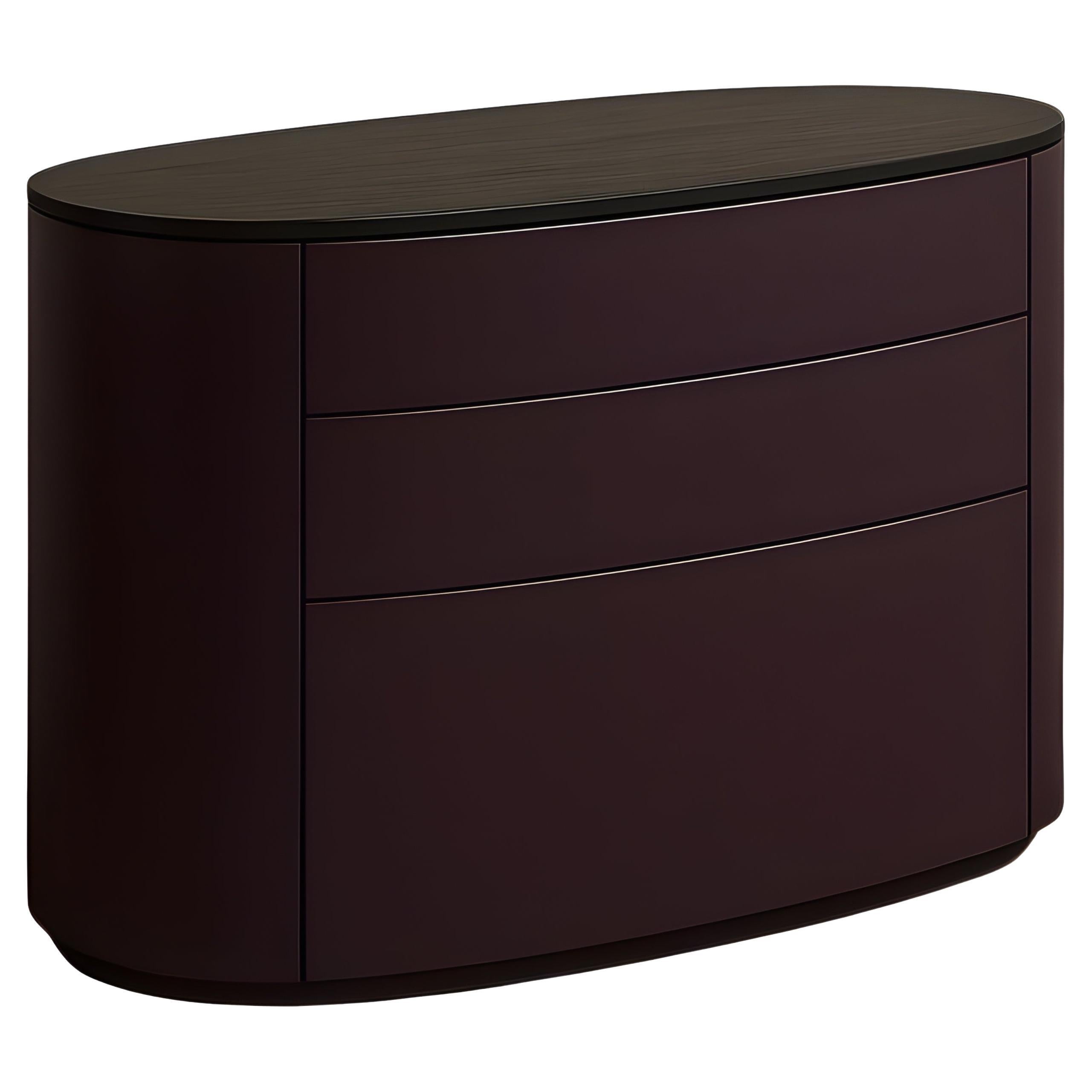 Contemporary Oval Chest of Drawers In Aubergine Lacquer
Smoked Oak