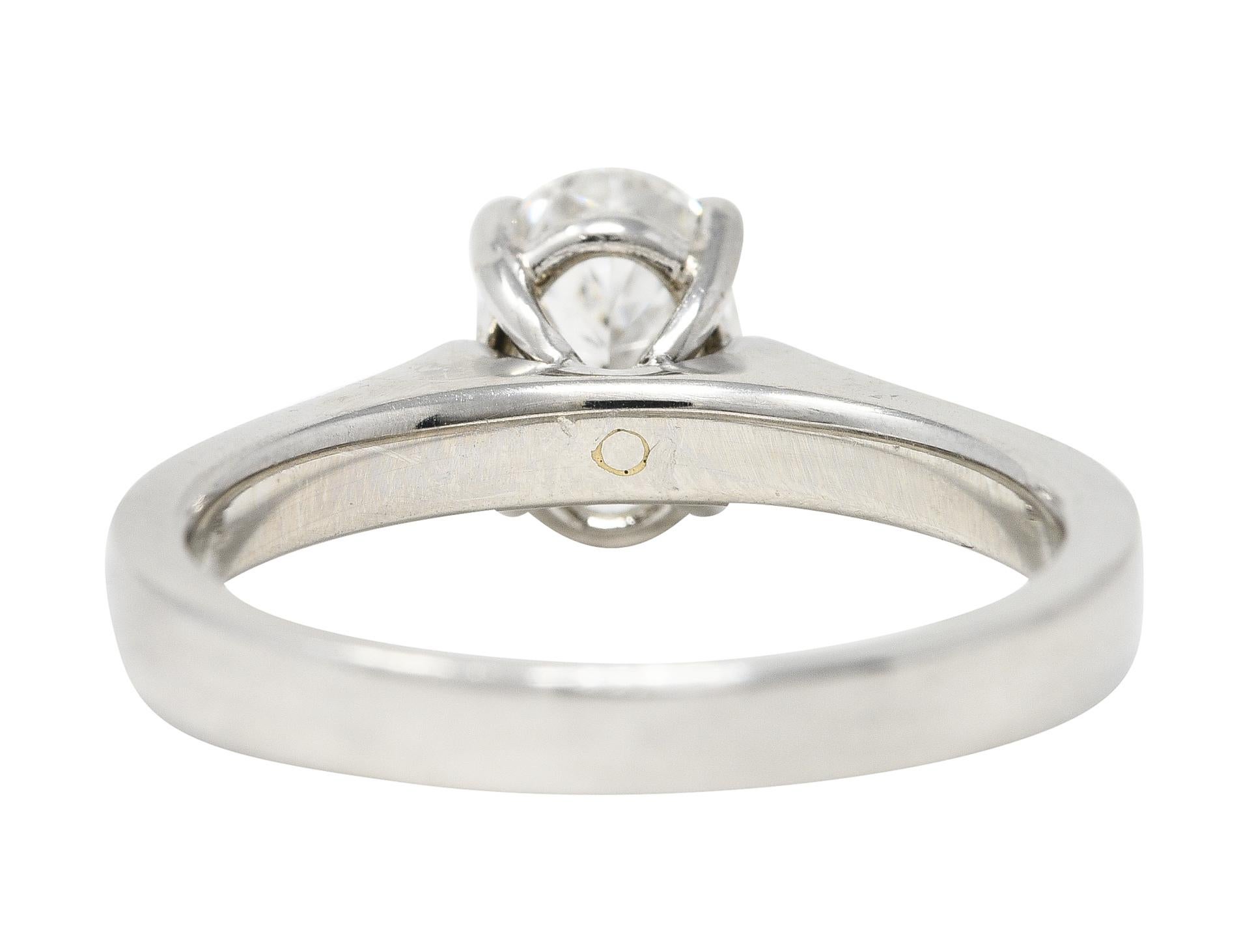 Women's or Men's Contemporary Oval Cut 1.26 Carats Diamond Platinum Pavé Engagement Ring GIA For Sale