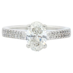 Contemporary Oval Cut 1.26 CTW Diamond Platinum Pavé Engagement Ring GIA