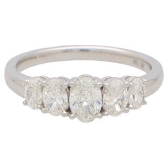 Contemporary Oval Diamond Five Stone Ring Set in 18k White Gold