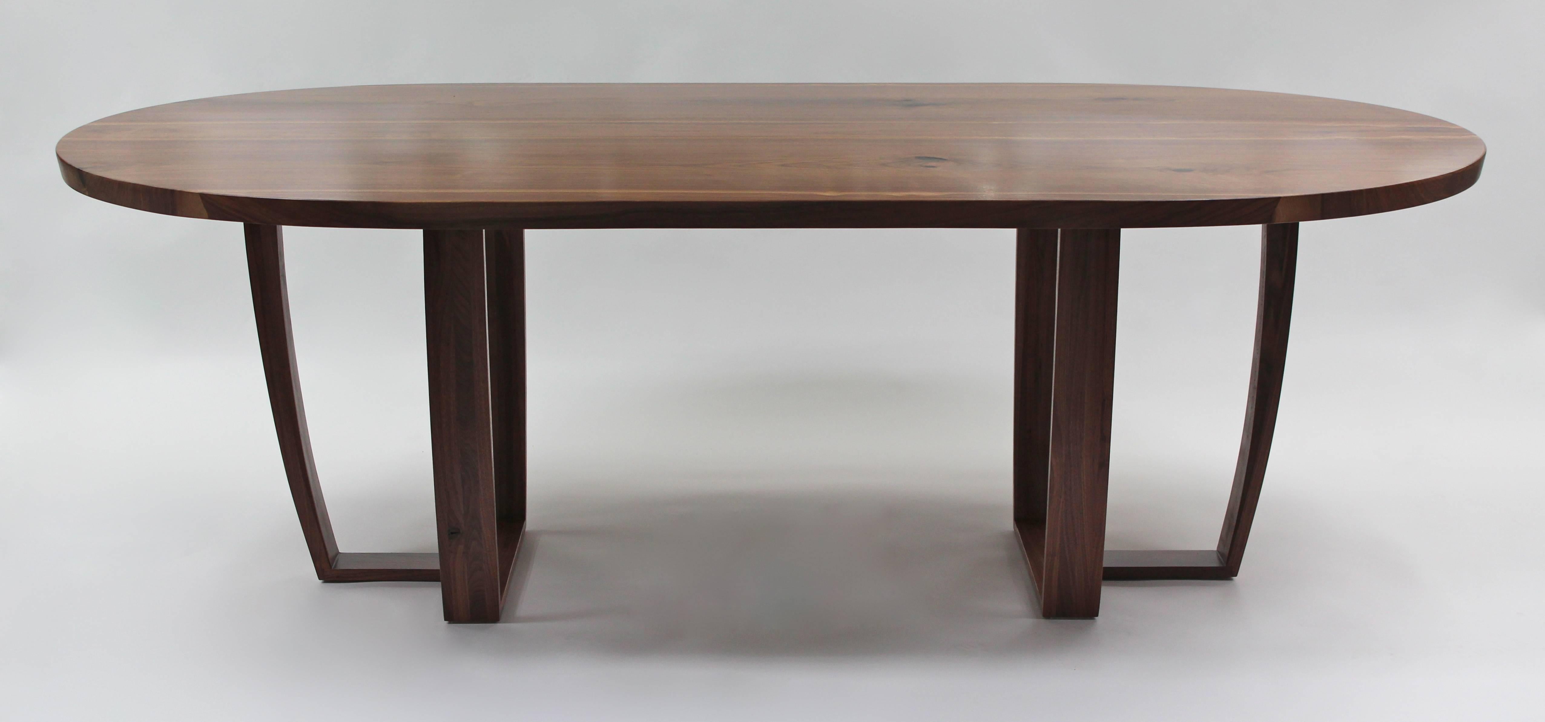 Carved Oval Dining Table in Bookmatched Walnut by Jonathan Field, bespoke sizes.