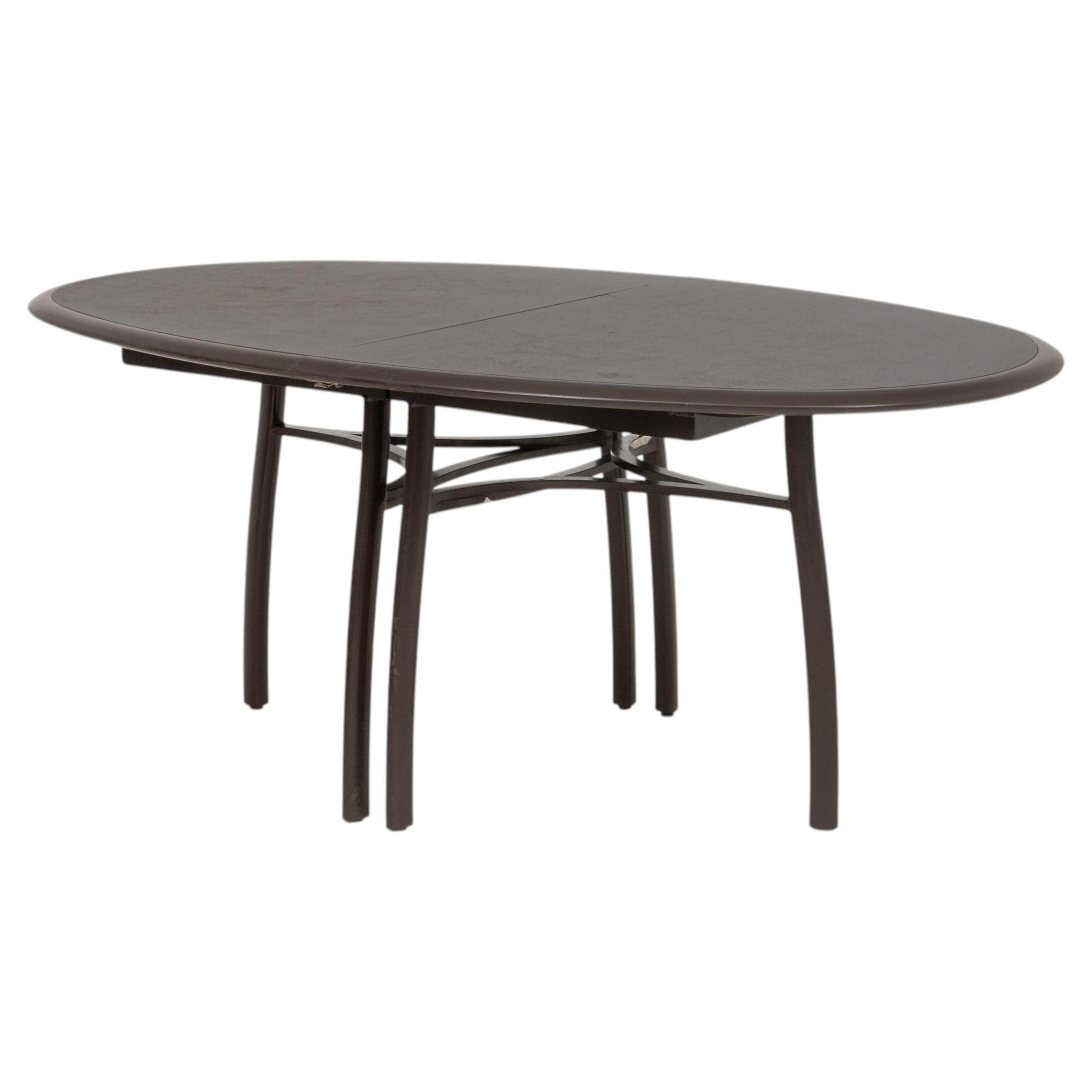 Contemporary Oval Ebonized Wood Dining Table with Composite Top