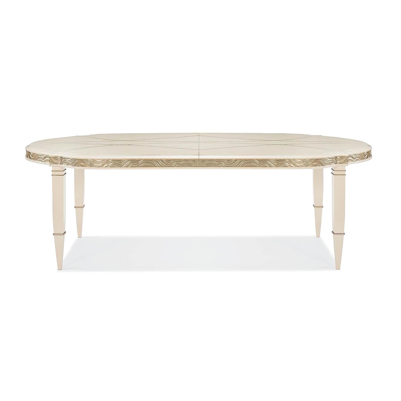 Modern Contemporary Oval Extending Dining Table For Sale