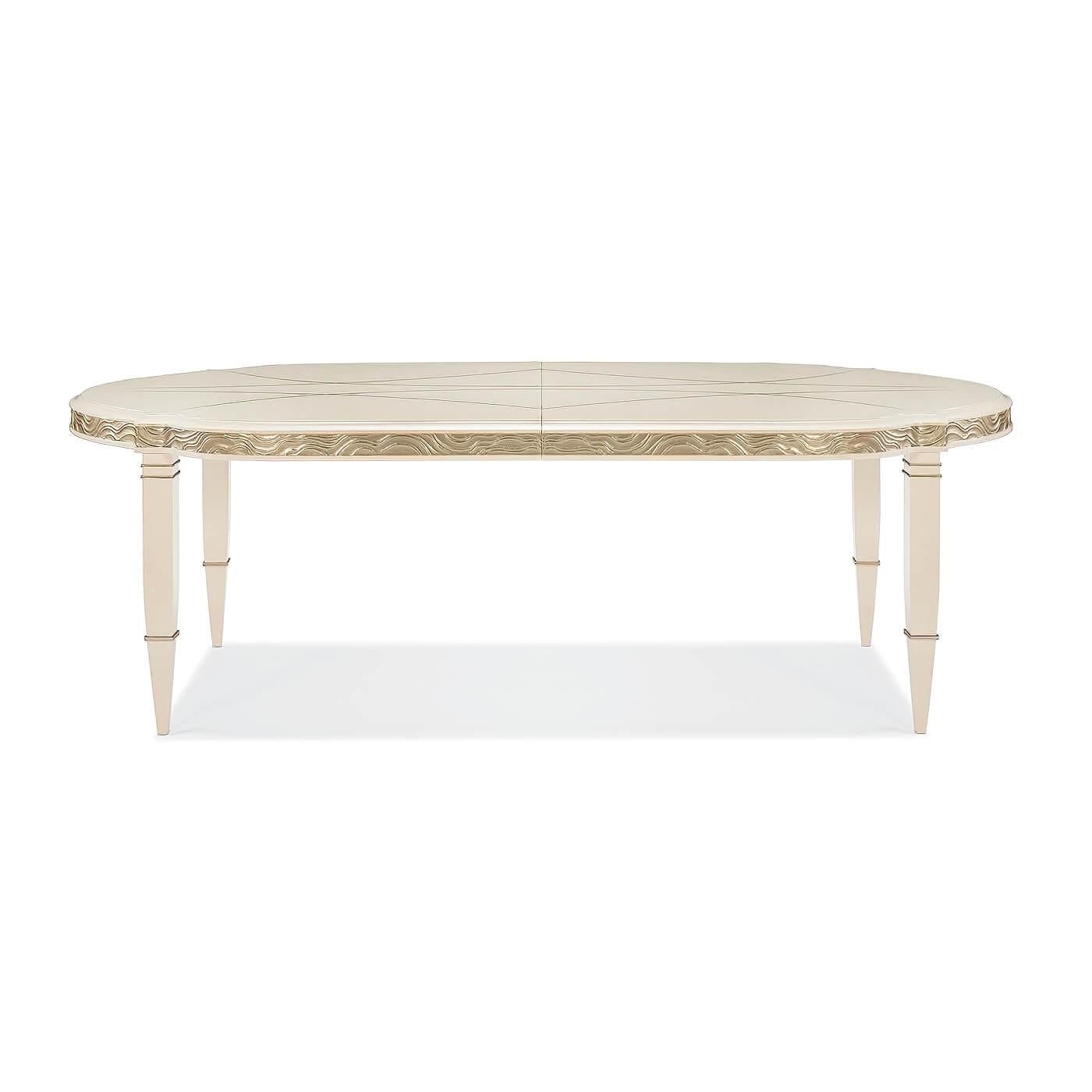 Modern Contemporary Oval Extending Dining Table