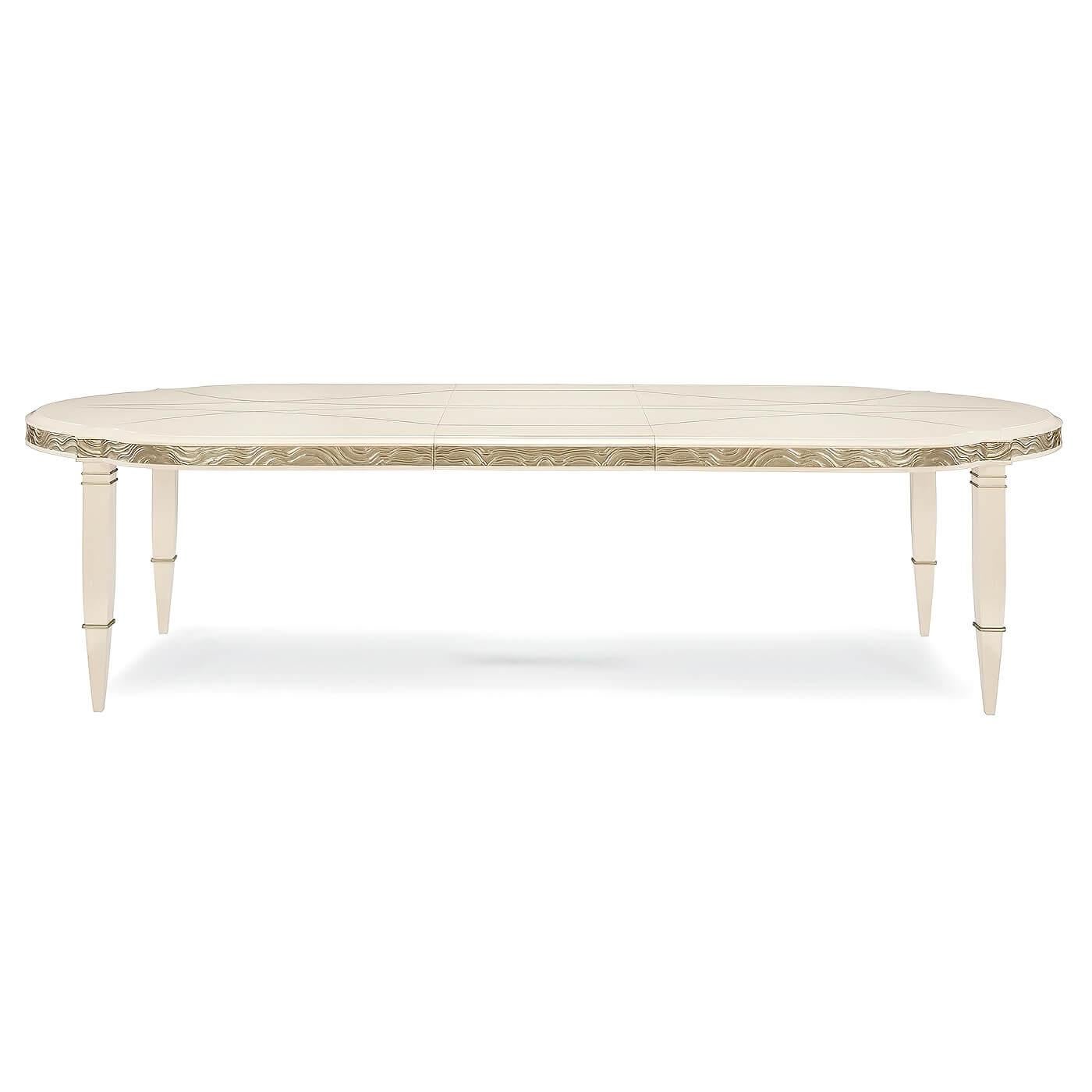 Asian Contemporary Oval Extending Dining Table For Sale
