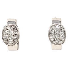 Contemporary Oval F / VS Diamond Huggie Hoop Earrings in 14 Karat White Gold
