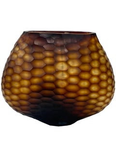 Jarrón de cristal ovalado contemporáneo con motivo de nido de abeja, adorno decorativo moderno