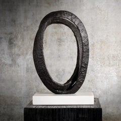 Contemporary Oval Metal Sculpture in a Modern Brutalist Style