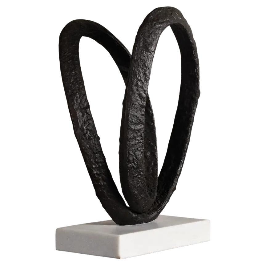 Contemporary Oval Metal Sculpture in a Modern Brutalist Style