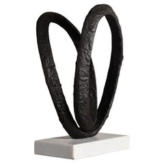 Contemporary Oval Metal Sculpture in a Modern Brutalist Style