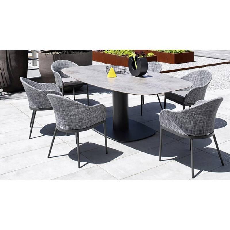 Modern Contemporary Oval Outdoor Dining Table For Sale