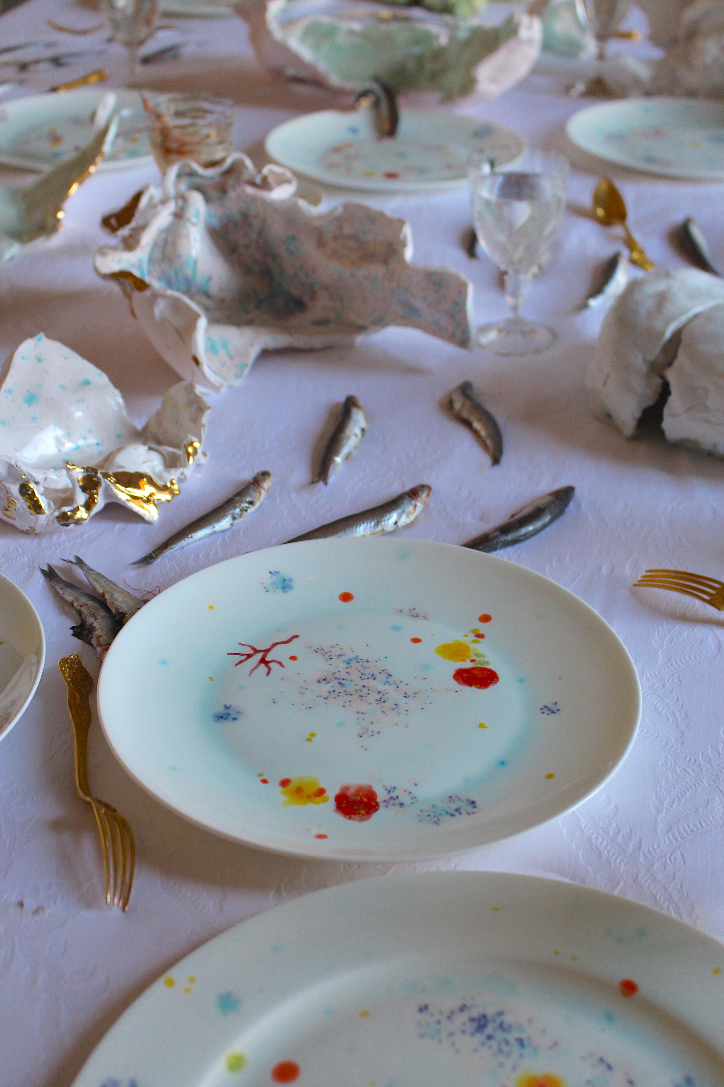 Plato ovalado contemporáneo Vajilla de porcelana pintada a mano Europeo en venta
