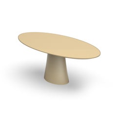 Contemporary Oval Resin Dining Table with Oval Tapered Pedestal by Facture