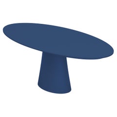 Contemporary Oval Resin Dining Table with Oval Tapered Pedestal by Facture