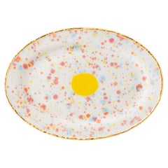 Contemporary Oval Rim Platter Gold Hand Painted Porcelain Tableware