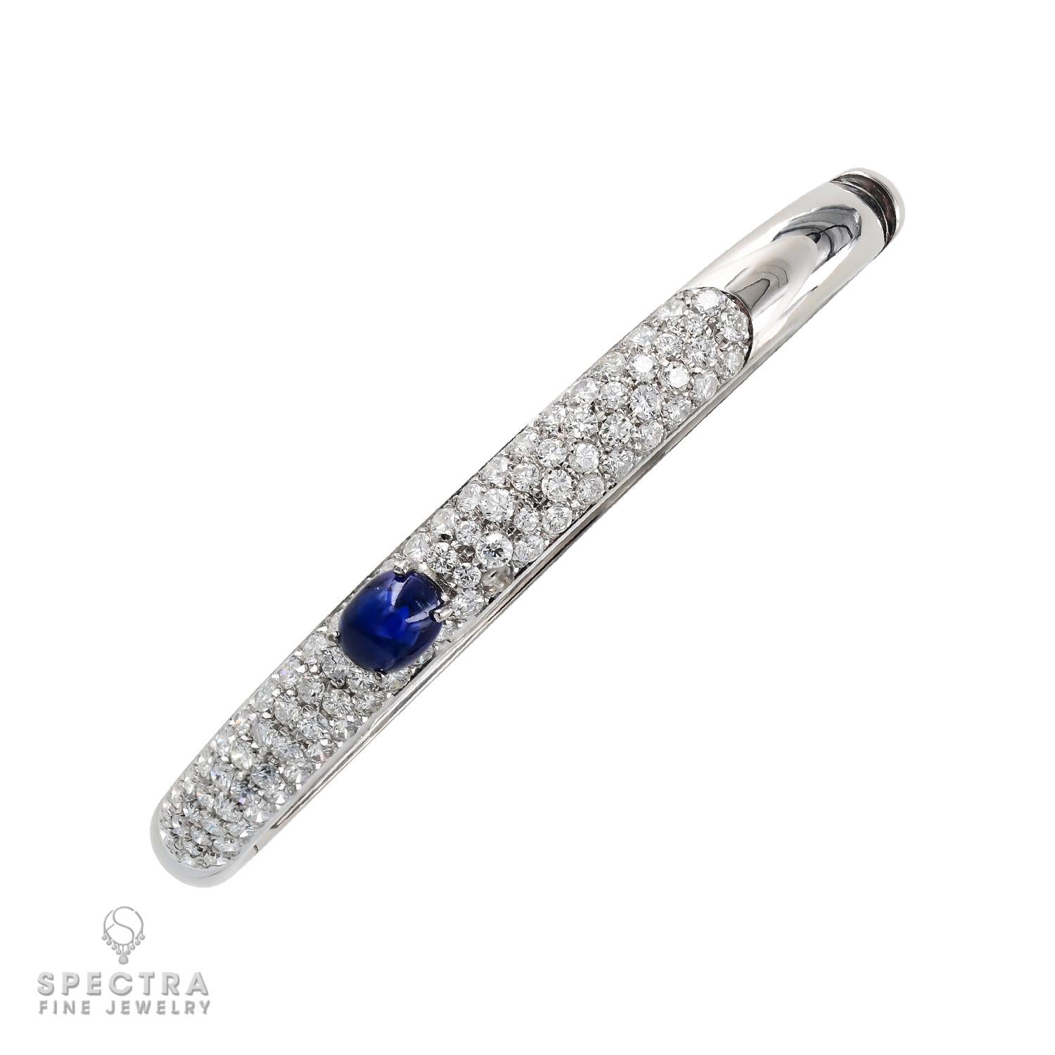 Oval Cut Contemporary Oval Sapphire Diamond Pave Bracelet For Sale