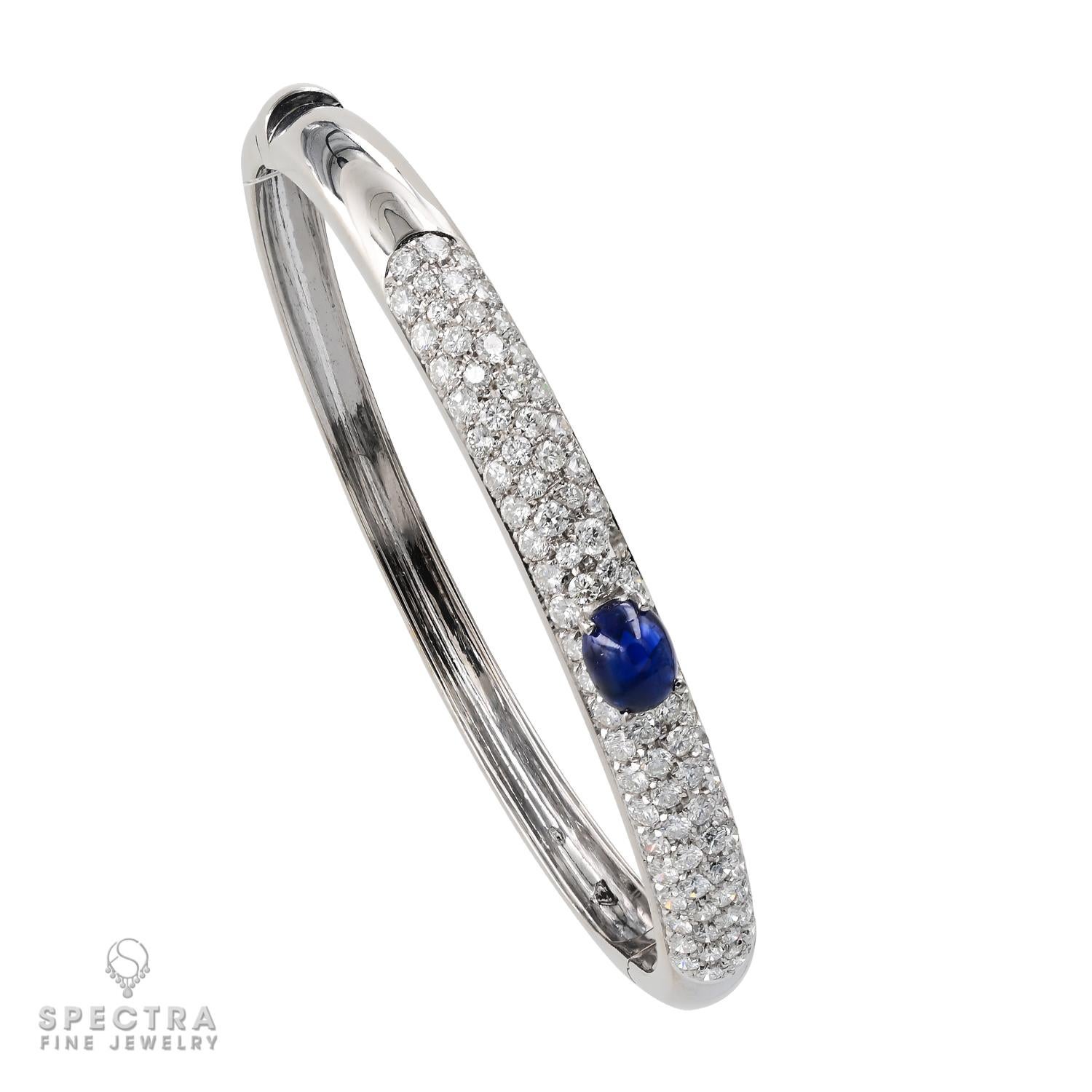 Contemporary Oval Sapphire Diamond Pave Bracelet In New Condition For Sale In New York, NY