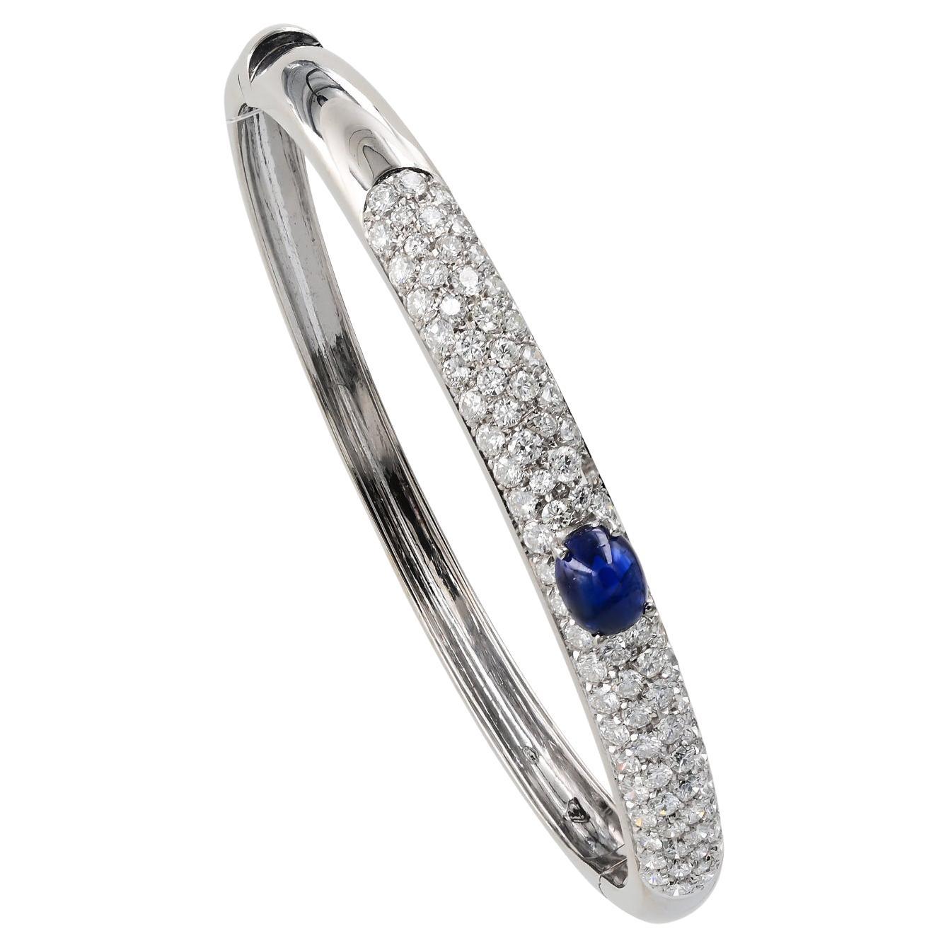 Contemporary Oval Sapphire Diamond Pave Bracelet