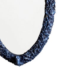 Contemporary Oval Sculpted Mirror in Slate Grey by Margit Wittig