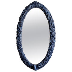 Contemporary Oval Sculpted Mirror in Slate Grey by Margit Wittig