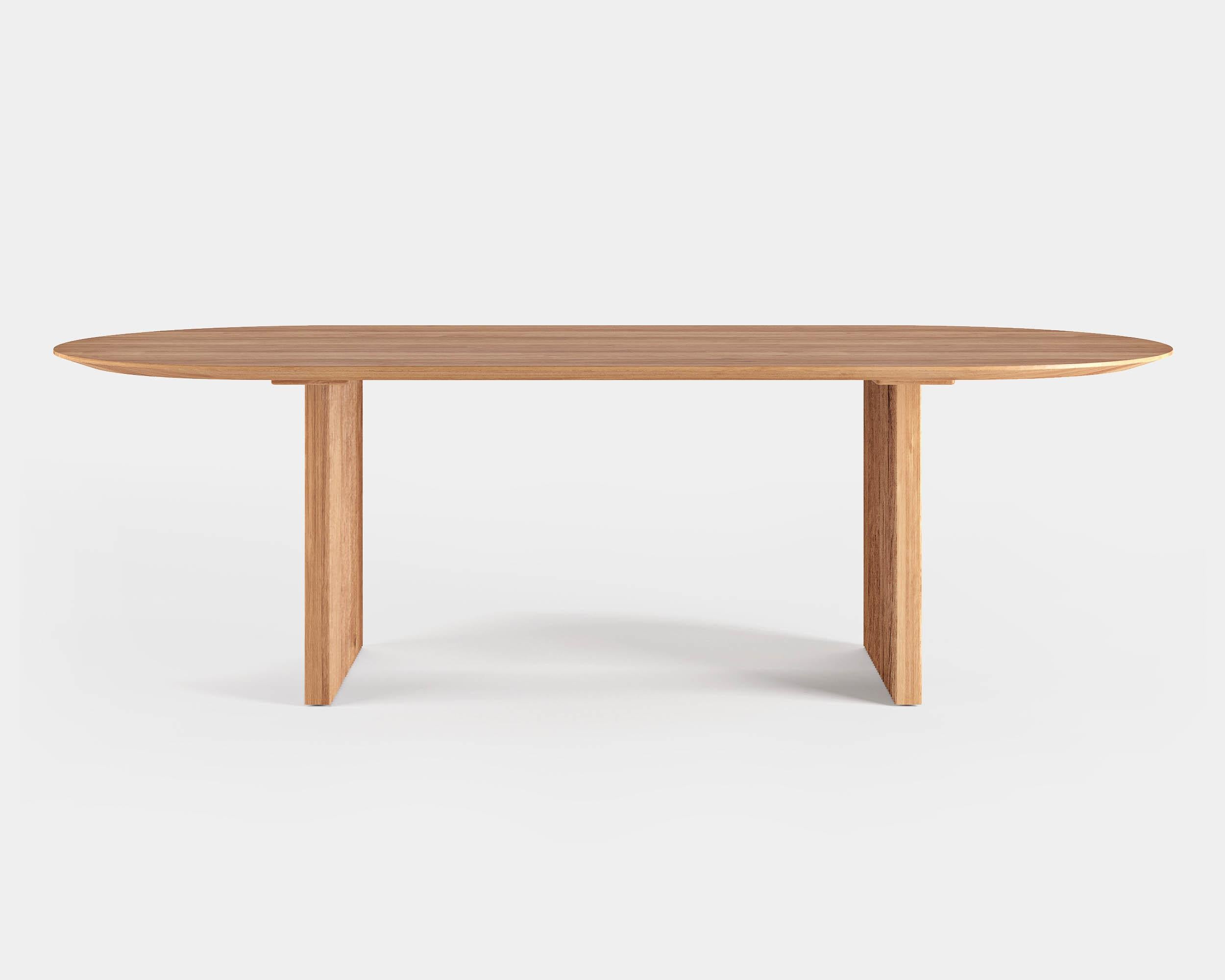 Ten dining table, oval, 200cm.
Solid wood tabletop and legs. Handmade in Denmark. 

Measures: Height: 72 or 74 cm.

Tabletop dimensions:
– 200 x 95 cm
– 240 x 105 cm
– 270 x 105 cm
– 300 x 105 cm
– 340 x 105 cm
– 370 x 105 cm
– 400 x 105