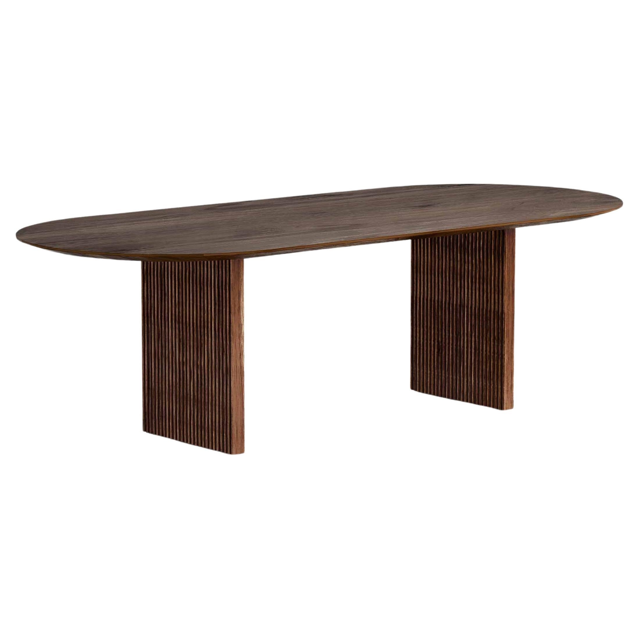 Contemporary Oval Ten Table 200, Smoked Oak or Walnut For Sale