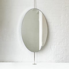 Espejo Contemporáneo Ovalado Acoplado De Encimera A Techo Marco Niquelado
