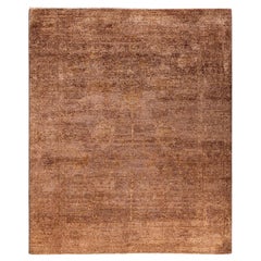Contemporary Overdyed Hand Knotted Wool Beige Area Rug 4' 8" x 5' 4"