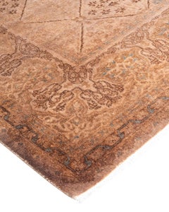 Contemporary Overdyed Hand Knotted Wool Beige Area Rug 5' 3" x 7' 8"