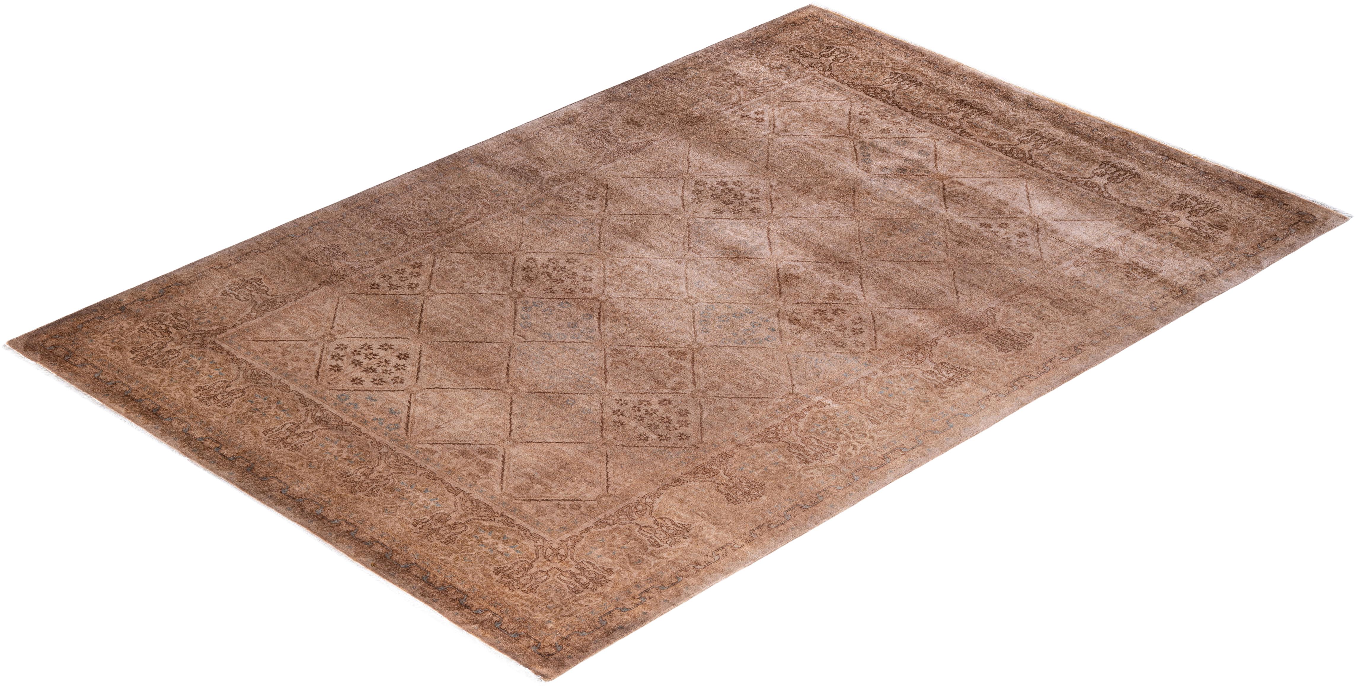 Alfombra de lana teñida a mano contemporánea, Beige 1,80 x 1,80 cm en venta 2