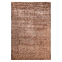 Contemporary Overdyed Hand Knotted Wool Beige Area Rug 5' 3" x 7' 8"