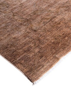 Contemporary Overdyed Hand Knotted Wool Beige Area Rug 8' 10" x 8' 10"