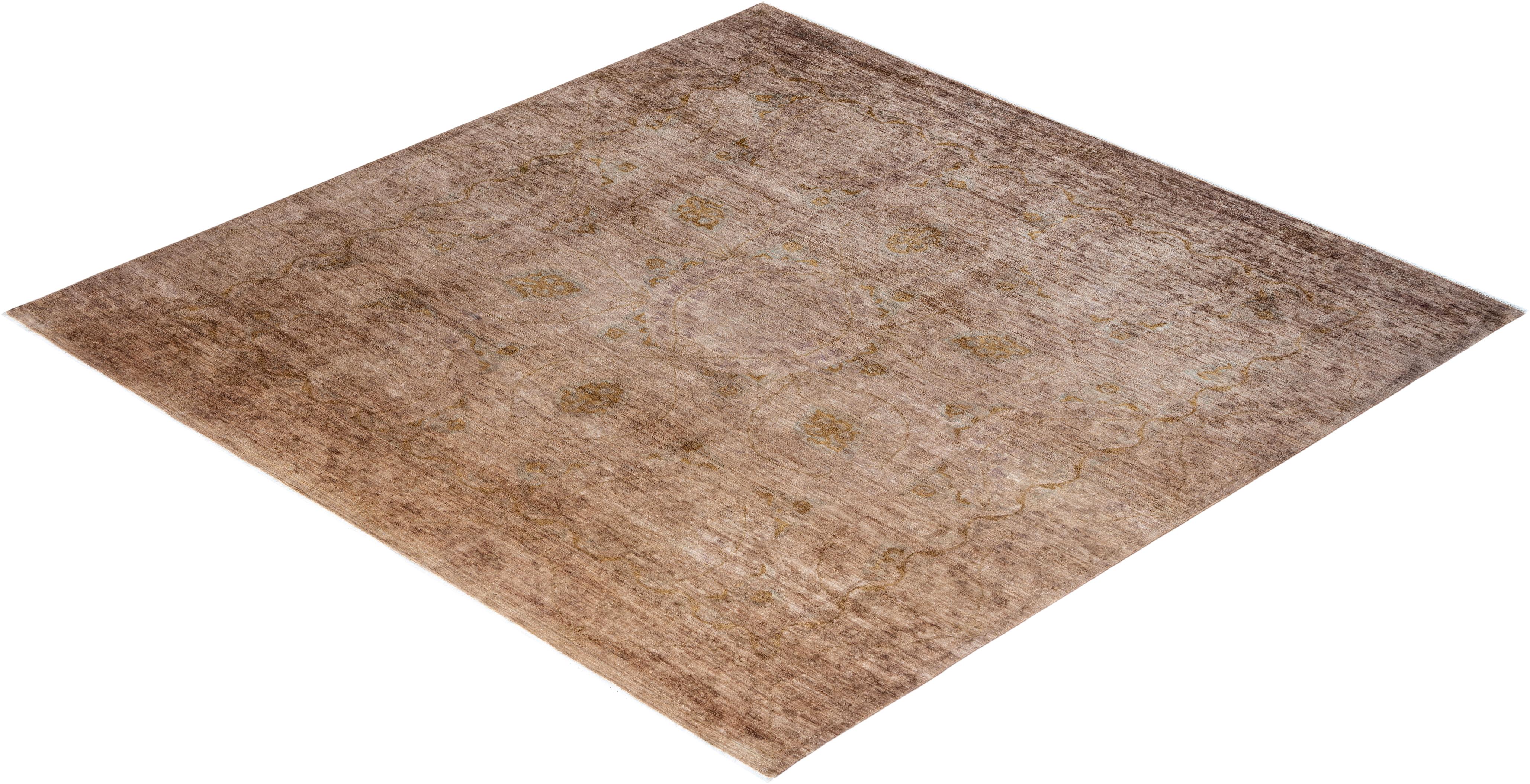 Alfombra de lana teñida a mano contemporánea Beige 2,5 m x 2,5 m en venta 2