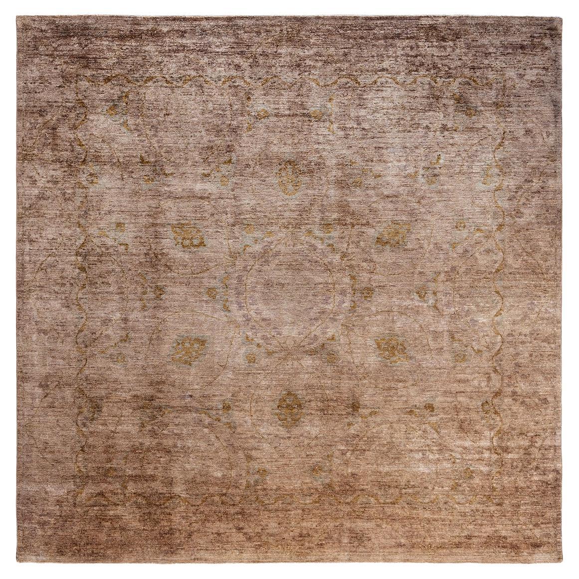 Contemporary Overdyed Hand Knotted Wool Beige Area Rug 8' 10" x 8' 10"