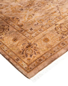 Contemporary Overdyed Hand Knotted Wool Beige Area Rug
