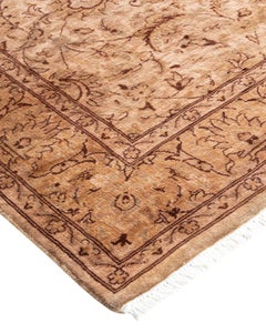 Contemporary Overdyed Hand Knotted Wool Beige Area Rug