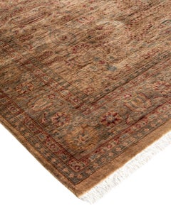 Contemporary Overdyed Hand Knotted Wool Beige Area Rug
