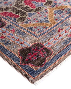 Contemporary Overdyed Hand Knotted Wool Beige Area Rug